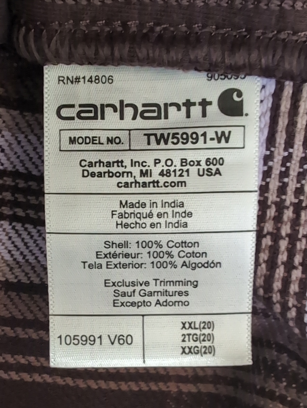 Carhartt Loose Fit Heavyweight Twill Shirt Jacket Size XXL in Brown / Lavender - Picture 9 of 12